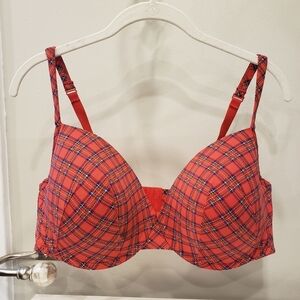 Sz 42DDD Red Tartan Plaid Cacique Intimates Padded Underwire Bra